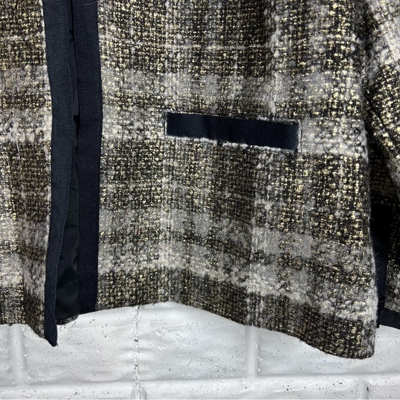 LAND’S END Petite Wool Blazer Jacket | Plaid Metallic gold threads with wool - Picture 4 of 9